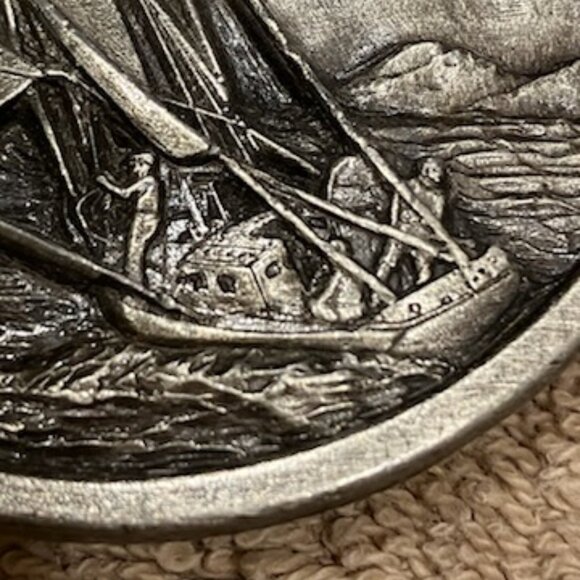 Vintage Bergamot Brass Works sailboat belt buckle - Picture 3 of 7